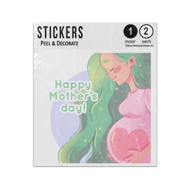 Picture of Happy Mothers Day Pregnant Woman Watercolour Love Heart Baby Sticker Sheets Twin Pack
