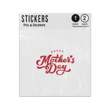 Picture of Happy Mothers Day Red Simple Logo Lettering Heart Sticker Sheets Twin Pack