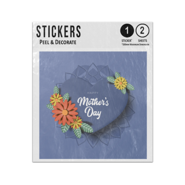 Picture of Happy Mothers Day Text Blue Heart Flower Background Sticker Sheets Twin Pack