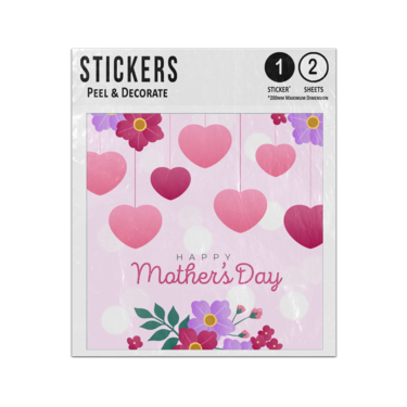 Picture of Happy Mothers Day Text Dangling Love Hearts Flower Base Sticker Sheets Twin Pack
