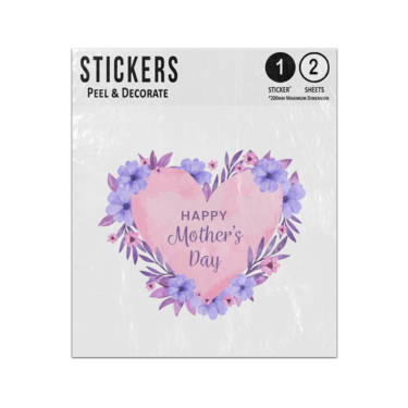 Picture of Happy Mothers Day Text Pink Heart Frame Purple Floral Border Sticker Sheets Twin Pack
