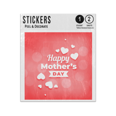 Picture of Happy Mothers Day Writing Banner Hearts Bubbles Background Sticker Sheets Twin Pack