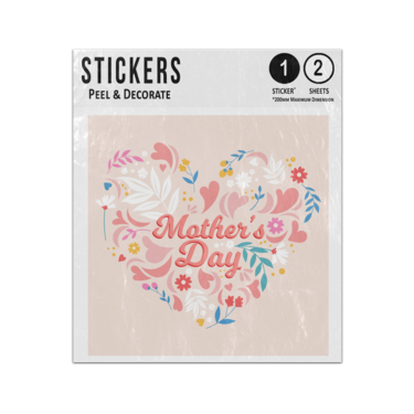 Picture of Happy Mothers Day Writing Heart Shaped Flower Background Sticker Sheets Twin Pack