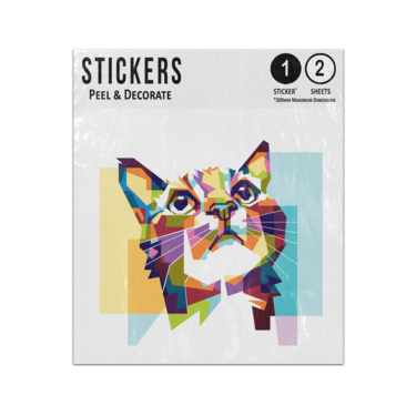 Picture of Abstract Geometric Colourful Cat Face Sticker Sheets Twin Pack