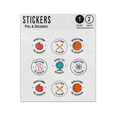 Picture of Back To School Apple Study Sport Science Geography Labels Set Sticker Sheets Twin Pack