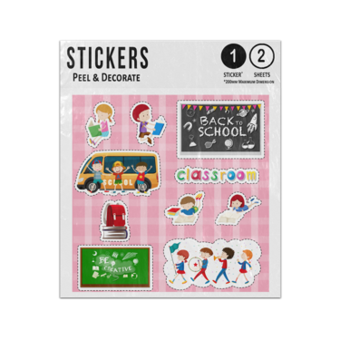 Picture of Back To School Classroom Boy Girl Travel Reading Learning Fun Sticker Sheets Twin Pack