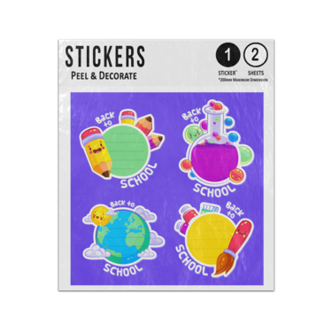 Picture of Back To School Labels Badges Handwriting Text Space For Name Sticker Sheets Twin Pack