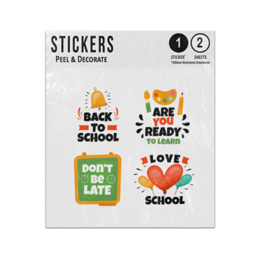 Picture of Back To School Ready To Learn Dont Be Late Quotes And Doodles Sticker Sheets Twin Pack
