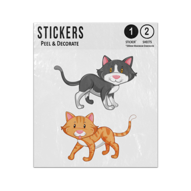 Picture of Black And White Moggy And Ginger Cartoon Cats Sticker Sheets Twin Pack