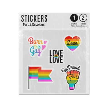 Picture of Born This Gay Love Is Love Be Proud Message Quotes Drawings Sticker Sheets Twin Pack
