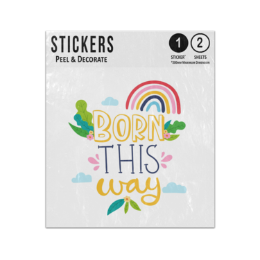 Picture of Born This Way Message With Hand Drawn Rainbow Sticker Sheets Twin Pack