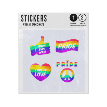 Picture of Born This Way Pride Love Peace Rainbow Badges Sticker Sheets Twin Pack