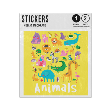 Picture of Cartoon Animals Wildlife Wild Sea Life Collection Cute Drawings Sticker Sheets Twin Pack