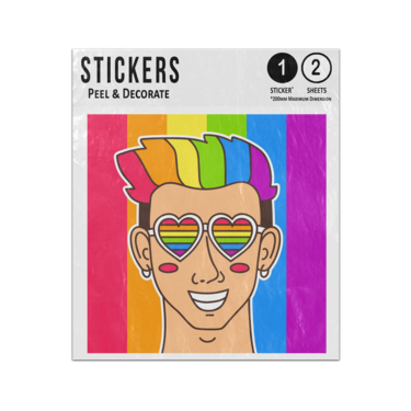 Picture of Cartoon Person Smiling Wearing Rainbow Sunglasses Gay Pride Sticker Sheets Twin Pack