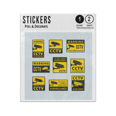 Picture of Cctv Cameras Operation Surveillance Warning 24 Hour Sign Collection Sticker Sheets Twin Pack
