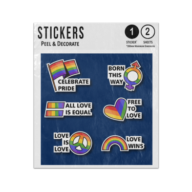 Picture of Celebrate Pride Born This Way All Love Is Equal Free To Love Quotes Sticker Sheets Twin Pack