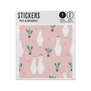 Picture of Cute Alpacas And Cactus Seamless Pattern Sticker Sheets Twin Pack