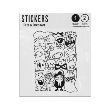 Picture of Cute Black And White Monsters Characters Sticker Sheets Twin Pack