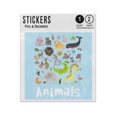 Picture of Cute Cartoon Animals Wildlife Wild Sea Life Drawings Collection Sticker Sheets Twin Pack