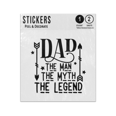 Picture of Dad Man Myth Legend Vertical Arrows Lettering Quote Sticker Sheets Twin Pack