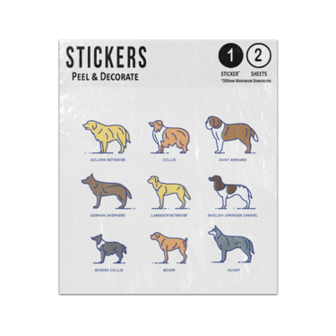Picture of Dog Breeds Illustrations Retriever Collie Shepherd Spaniel Boxer Sticker Sheets Twin Pack