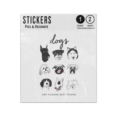 Picture of Dogs Are Humans Best Friend Popular Dog Breed Drawings Set Sticker Sheets Twin Pack