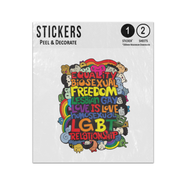 Picture of Equality Bisexual Freedom Lesbian Gay Lgbt Lettering Illustration Sticker Sheets Twin Pack