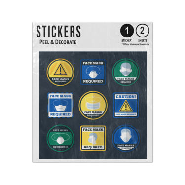 Picture of Face Mask Required Sign Collection Sticker Sheets Twin Pack