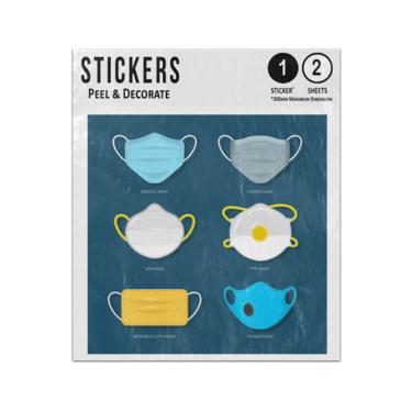 Picture of Face Mask Types Illustrations Infographics Sticker Sheets Twin Pack