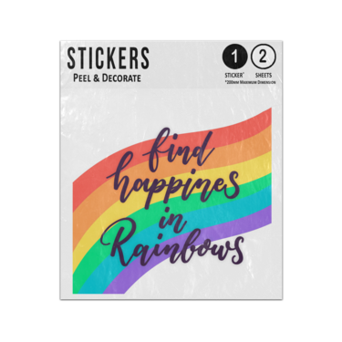 Picture of Find Happiness In Rainbows Lettering Quote Sticker Sheets Twin Pack