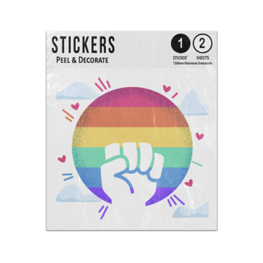 Picture of Fist Pump Circle Rainbow Filled With Rainbow Pride Day Celebration Sticker Sheets Twin Pack