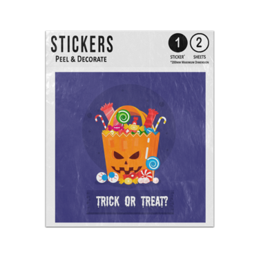 Picture of Frankenstein Head Bag Filled With Candies Trick Or Treat Halloween Sticker Sheets Twin Pack