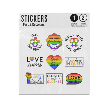 Picture of Gay And Proud Girls Who Like Girls Love Not Hate Lgbtq Quotes Sticker Sheets Twin Pack