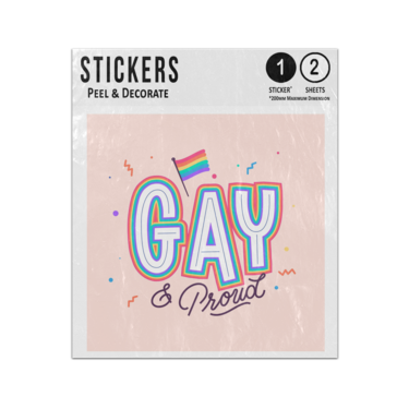 Picture of Gay And Proud Lettering With Rainbow Flag And Doodles Sticker Sheets Twin Pack