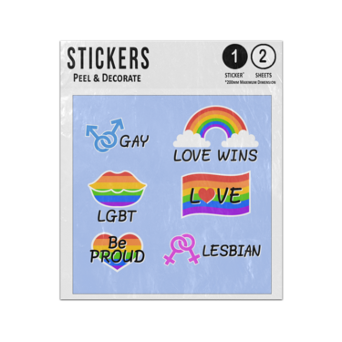 Picture of Gay Lesbian Symbols Rainbow Lips Love Flag Gay Pride Sticker Sheets Twin Pack