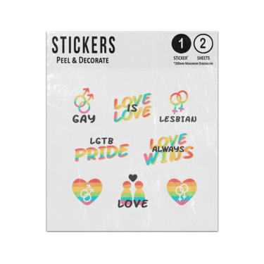 Picture of Gay Love Lesbian Lgtb Quotes Heart Rainbow Symbol Doodles Sticker Sheets Twin Pack