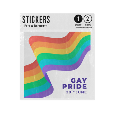 Picture of Gay Pride 29Th June Message Flapping Rainbow Flag Sticker Sheets Twin Pack
