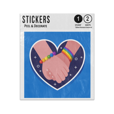 Picture of Gay Pride Lgbt Holding Hands Inside Love Heart Sticker Sheets Twin Pack
