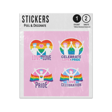 Picture of Gay Pride Love Men Women Waving Cuddling Illustrations Sticker Sheets Twin Pack