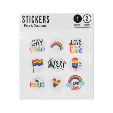 Picture of Gay Pride Love Wins Queer Rainbow Flag Label Badges Set Sticker Sheets Twin Pack