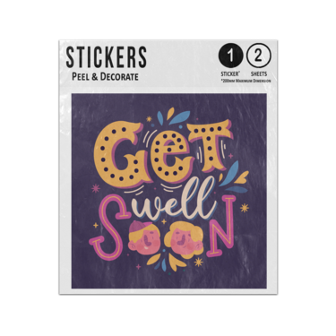 Picture of Get Well Soon Lettering Caring Quote Illustration Sticker Sheets Twin Pack