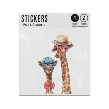 Picture of Giraffe Family Parent Child Wearing Hat Glasses Bow Tie Sticker Sheets Twin Pack