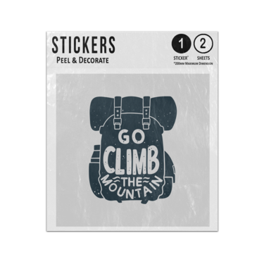 Picture of Go Climb The Mountain Lettering Quote On Vintage Rucksack Backpack Sticker Sheets Twin Pack