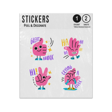 Picture of Great Work Ha Ha Ha Hi Crying A River Funny Cartoon Hands Sticker Sheets Twin Pack