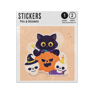 Picture of Halloween Black Cat Pumpkin Skulls Books Cartoon Friends Sticker Sheets Twin Pack