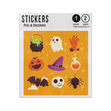 Picture of Halloween Cauldron Pot Ghost Zombie Hand Skull Spooky Elements Sticker Sheets Twin Pack