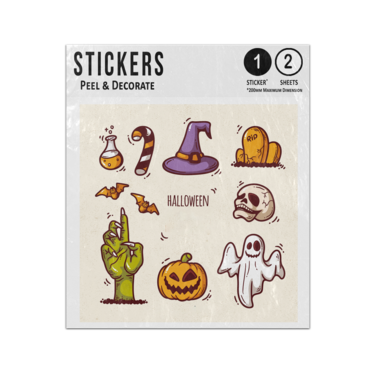 Picture of Halloween Element Collection Pumpkin Ghost Witch Zombie Bat Sticker Sheets Twin Pack