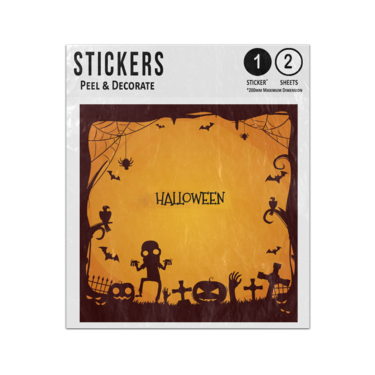 Picture of Halloween Glowing Spooky Graveyard Zombies Crows Spiders Illustration Sticker Sheets Twin Pack