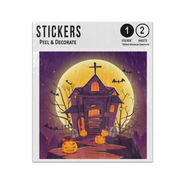 Picture of Halloween Haunted House Full Moon Bats Glowing Pumpkins Drawing Sticker Sheets Twin Pack