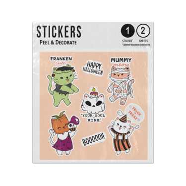 Picture of Halloween Party Cats Franken Cute Mummy Meow Boooo Sticker Sheets Twin Pack